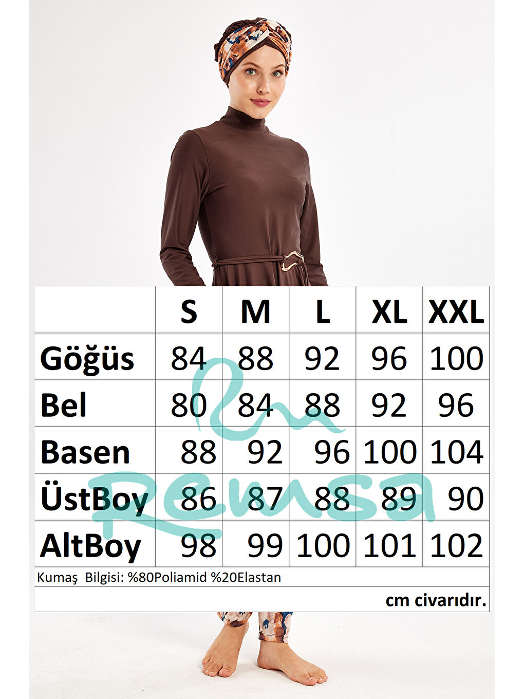 Elastanlı Tam Kapalı Tesettür Mayo 1122 Kahverengi-2