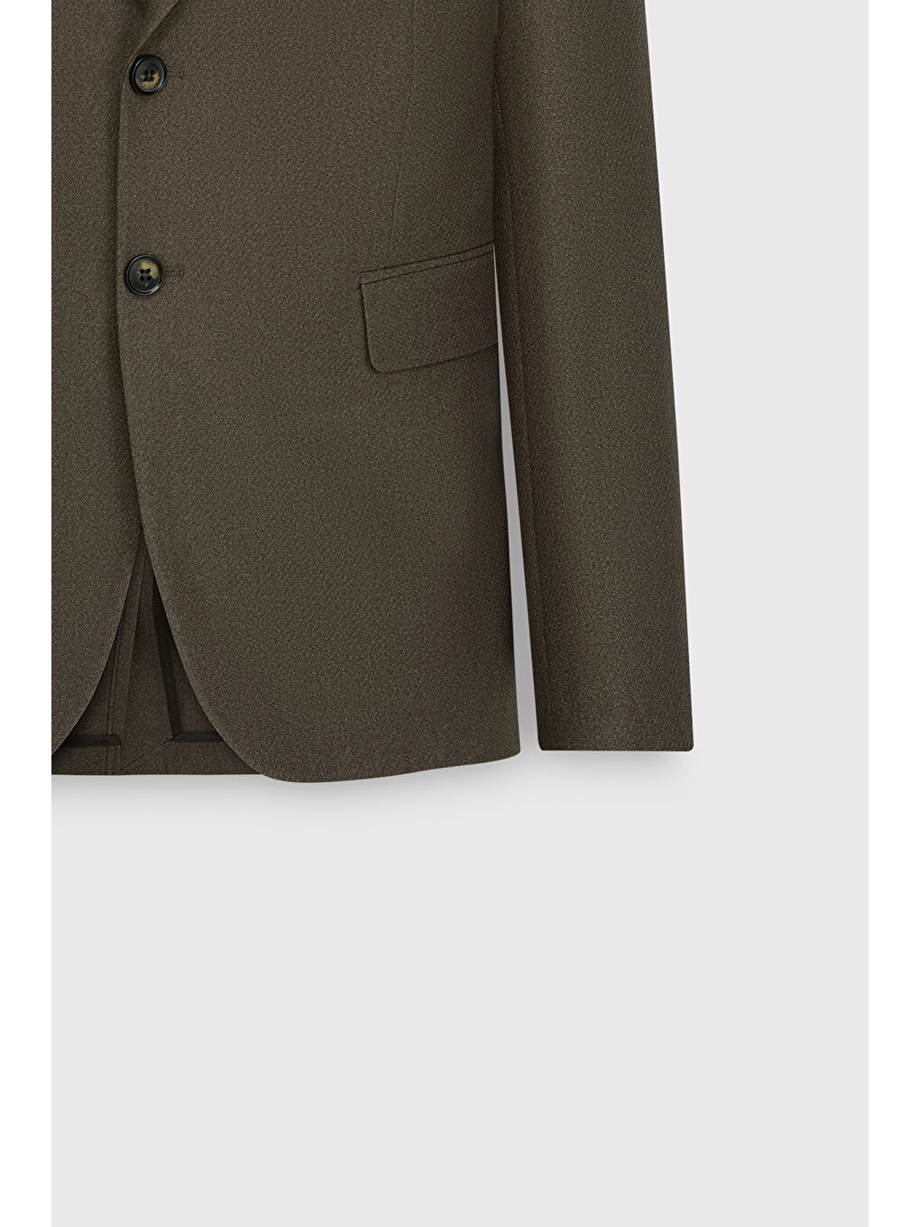 Erkek Kahverengi Slim Fit Dar Kesim Mono Yaka Diagonal Desenli Kapak Cepli Blazer Ceket-8