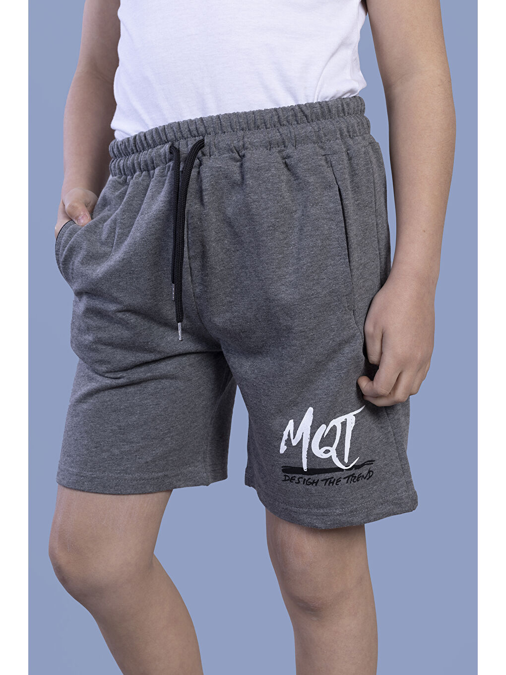 Antrasit Erkek Çocuk Baskılı Garni Detaylı Şort-1