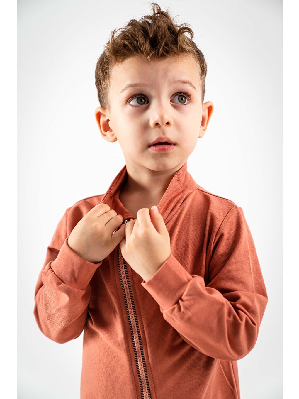 Kahverengi Yandan Fermuarlı  Bebek Tulum-3