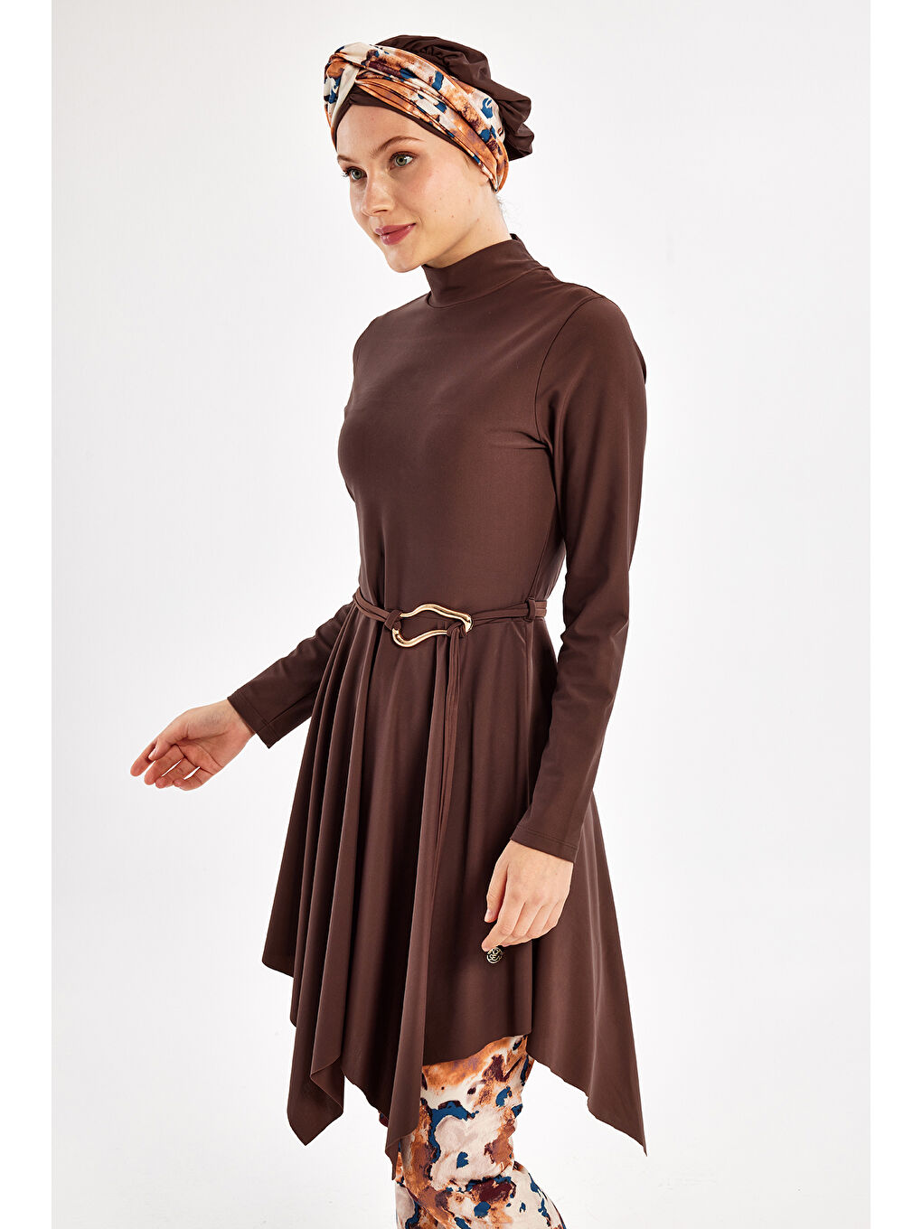 Elastanlı Tam Kapalı Tesettür Mayo 1122 Kahverengi-3