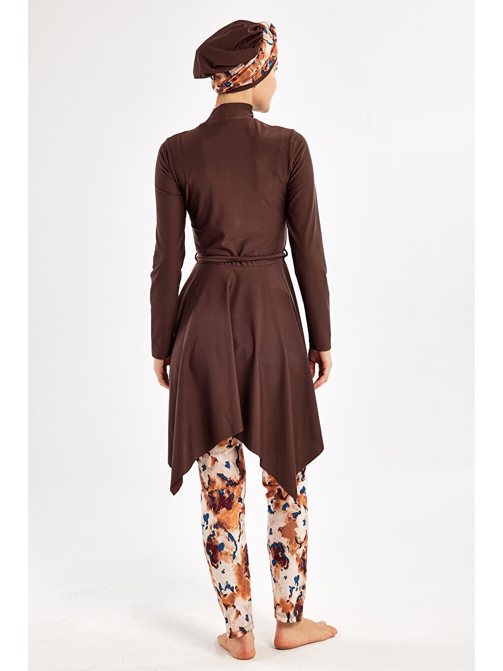 Elastanlı Tam Kapalı Tesettür Mayo 1122 Kahverengi-4