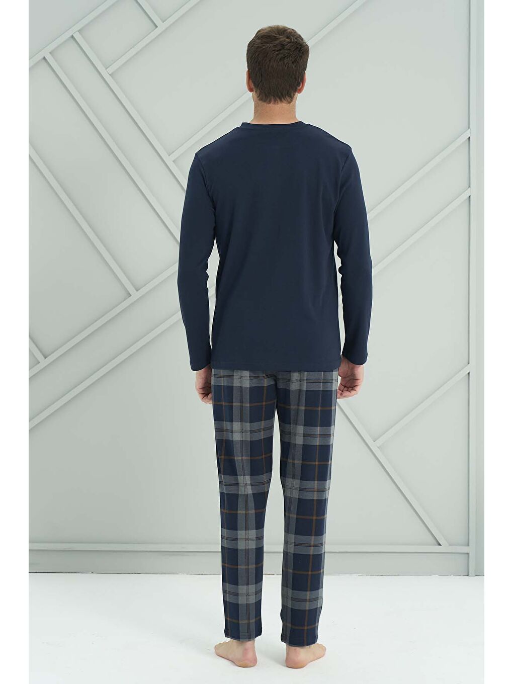 Erkek Penye Uzun Kol Pijama Takımı 2231 Lacivert05-2