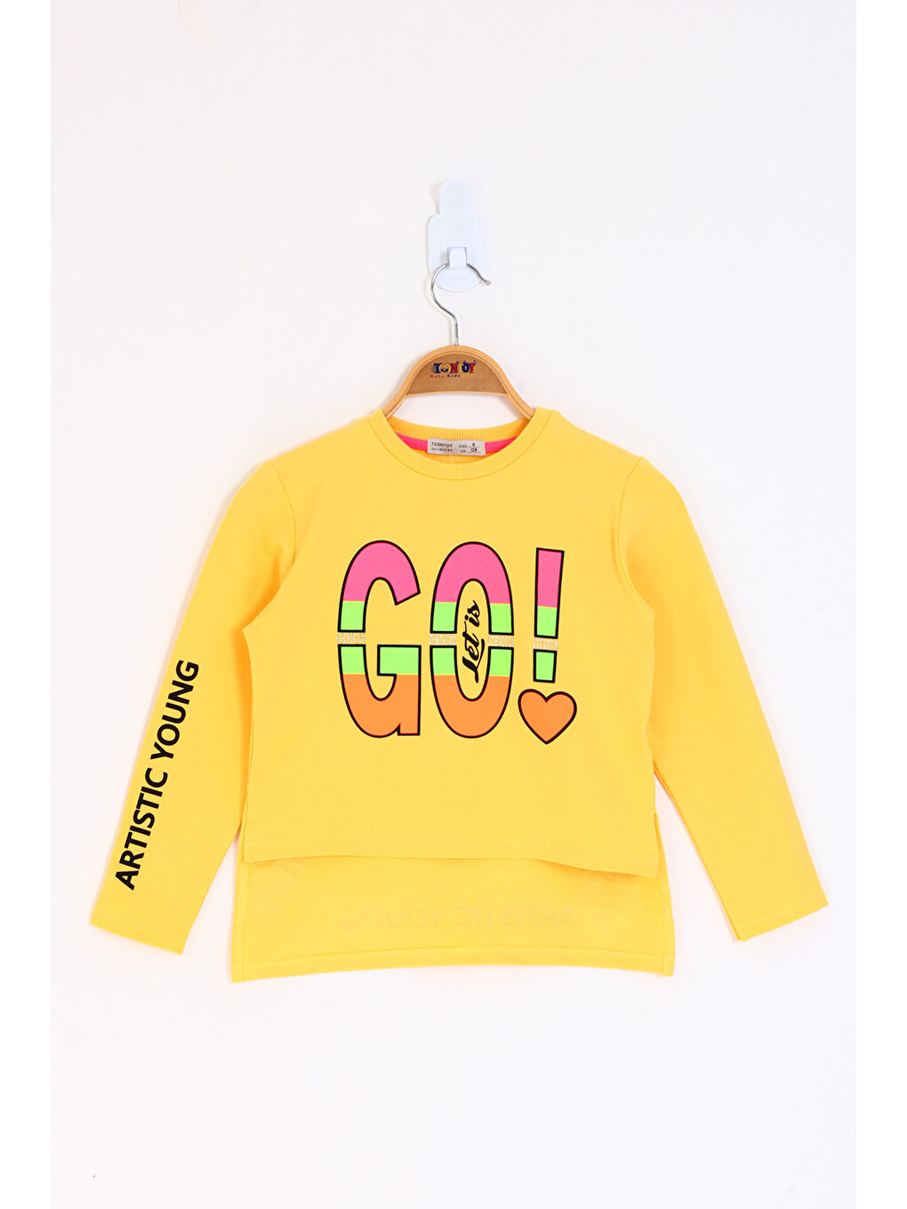 Sarı Kız Çocuk Letis Go Baskılı Tişört