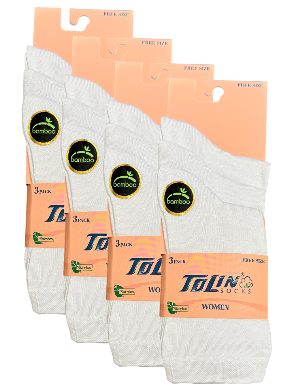 Beyaz Kadın 12 li Bambu Çorap Seti 24024