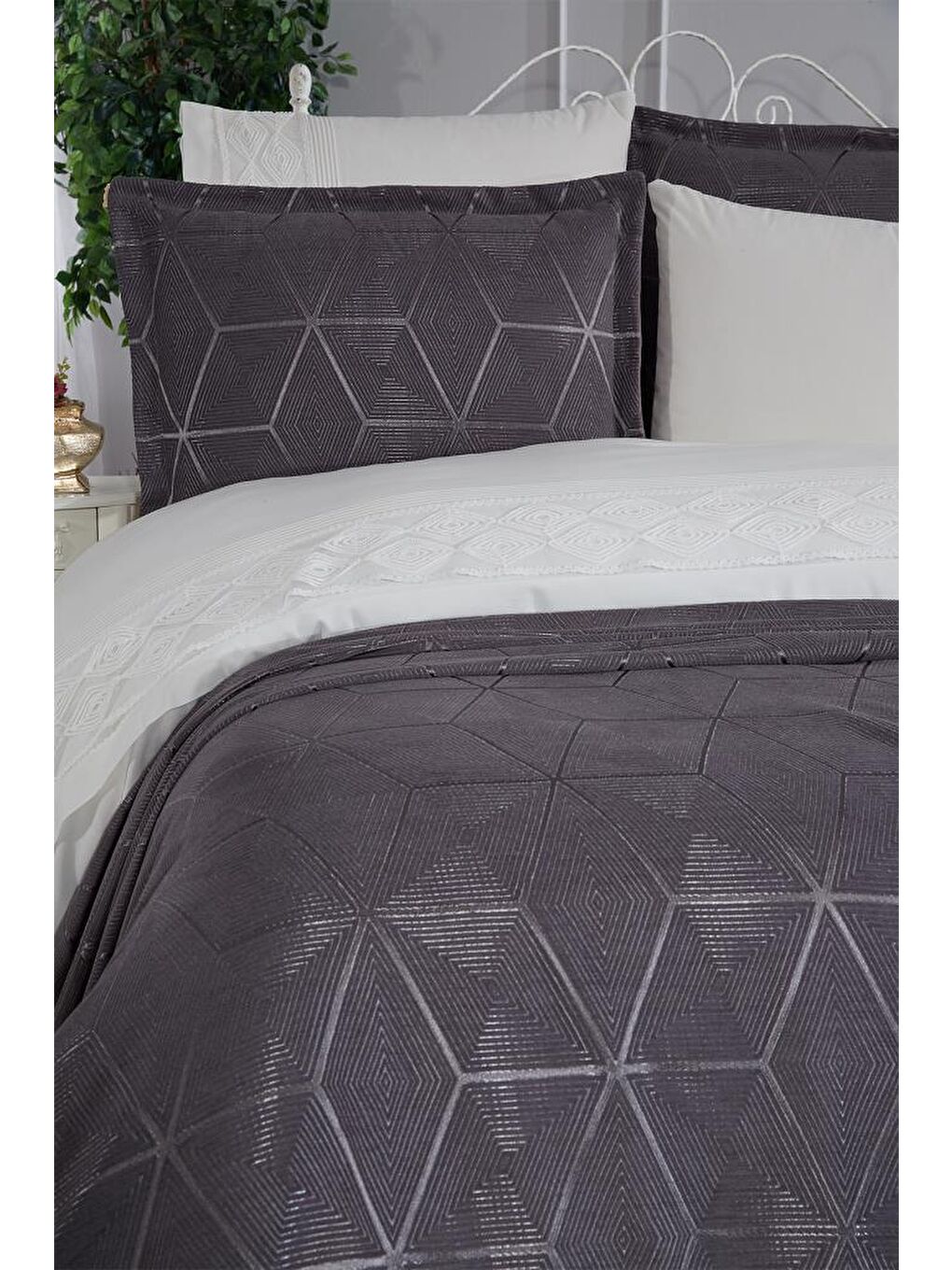 Verona 7 Parça Gelin Seti Antrasit-1