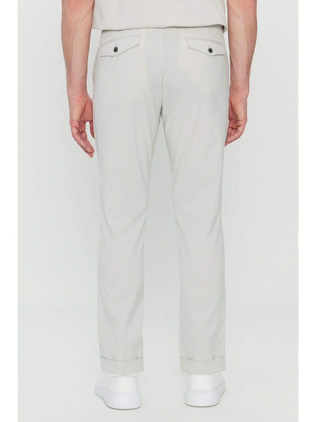 Bej Erkek Taş Slim Fit Dar Kesim Beli Lastikli Yan Cep Esnek Casual Pantolon-4