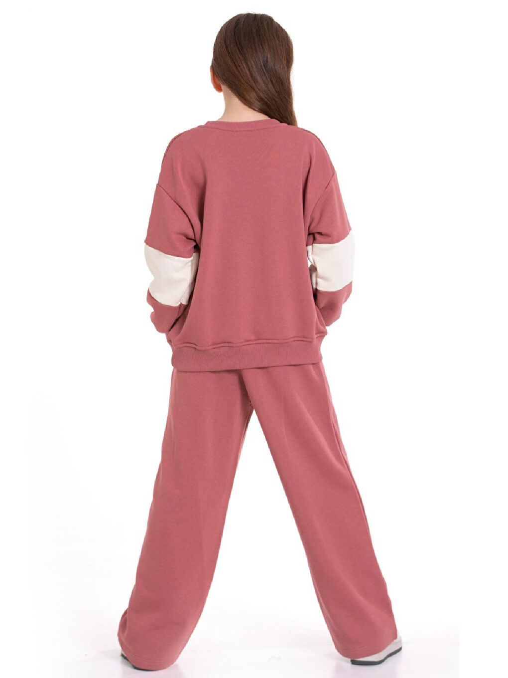 Pembe Kız Çocuk 3 İplik ve Şardonsuz Eşofman Takımı 5-9 Yaş 12487-3