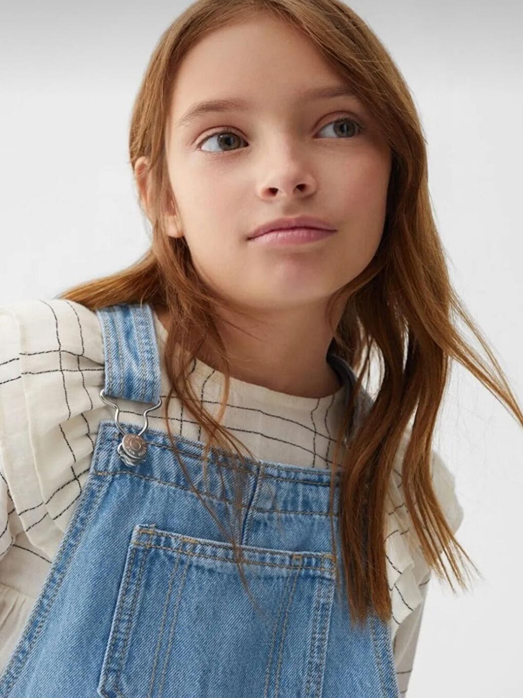 Mavi Kız Çocuk Düz Kesim Denim Tulum 2-13 Yaş-2