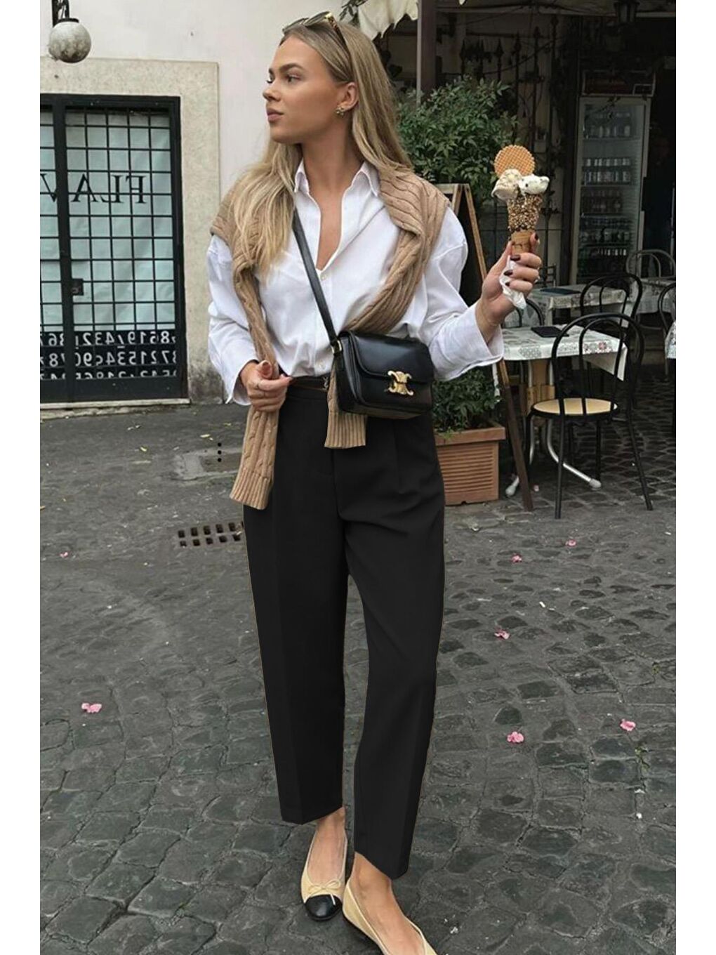 Siyah Yüksek Bel Pileli Kadın Kumaş Pantolon Mg2507