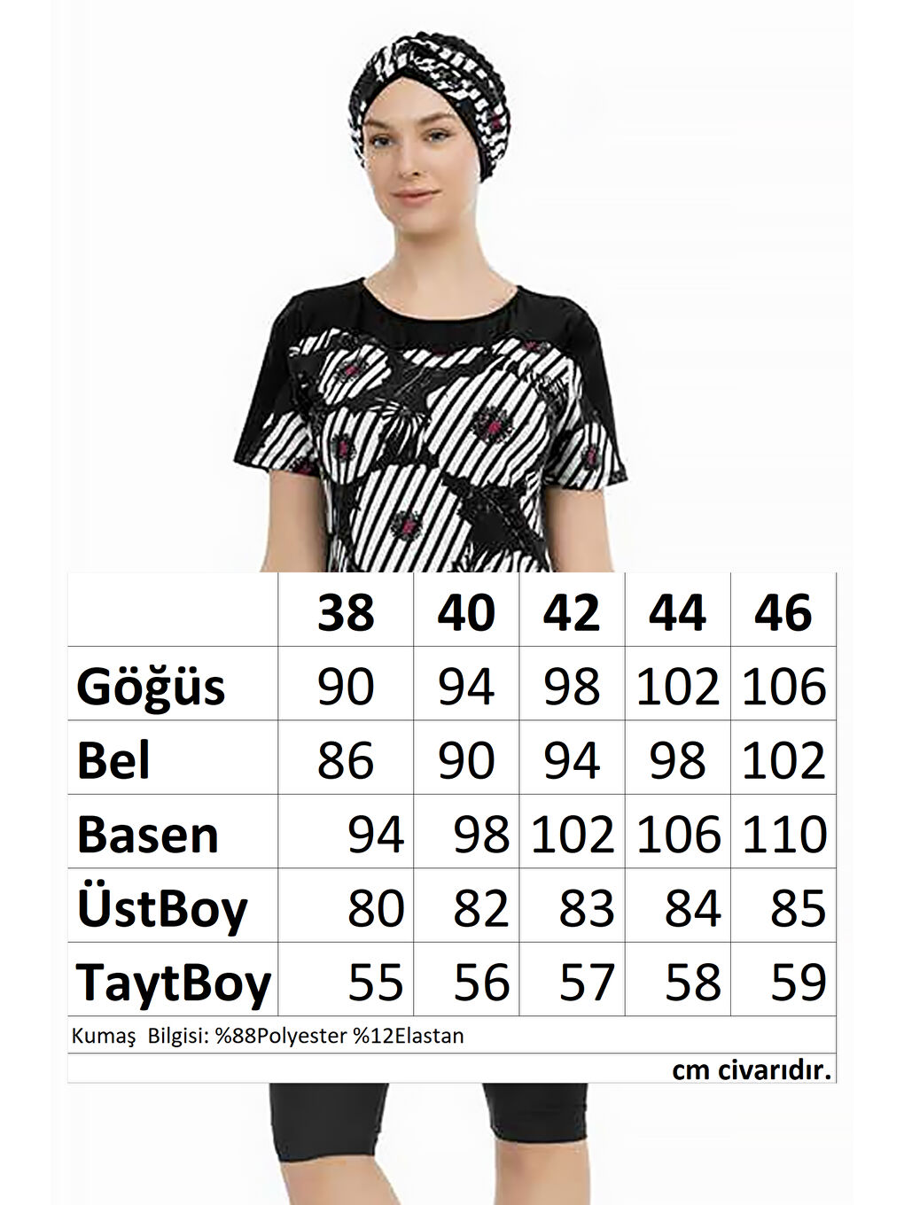 Kısa Kollu Yarı Kapalı Mayo 211-516 Siyah-2