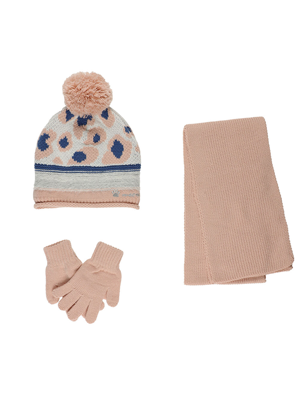 Pembe Kız Çocuk Şapka Eldiven Set-1