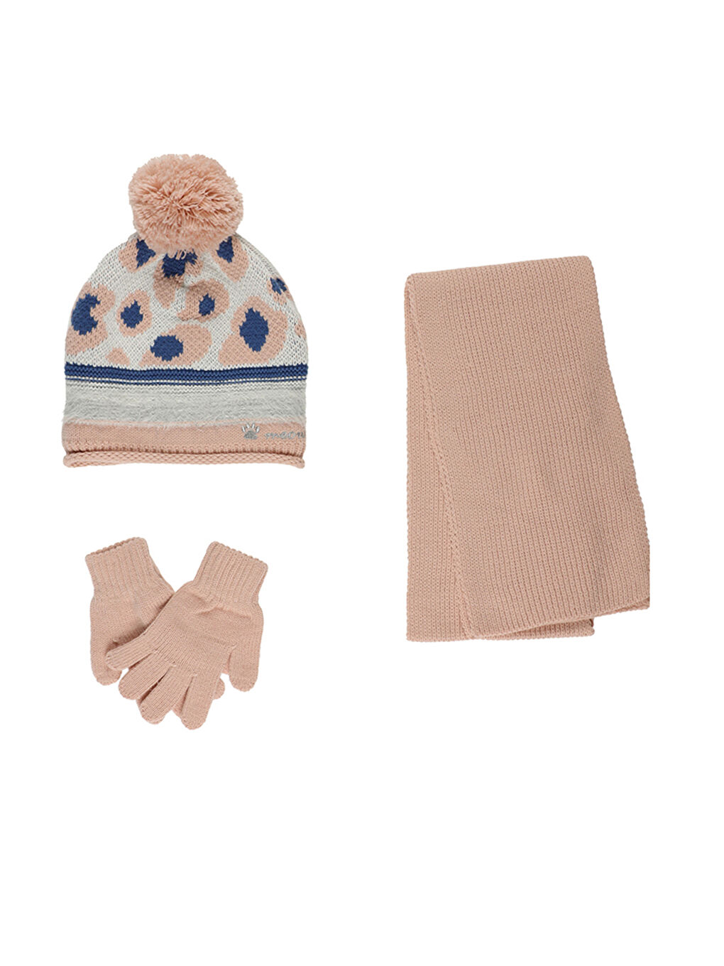 Pembe Kız Çocuk Şapka Eldiven Set-3