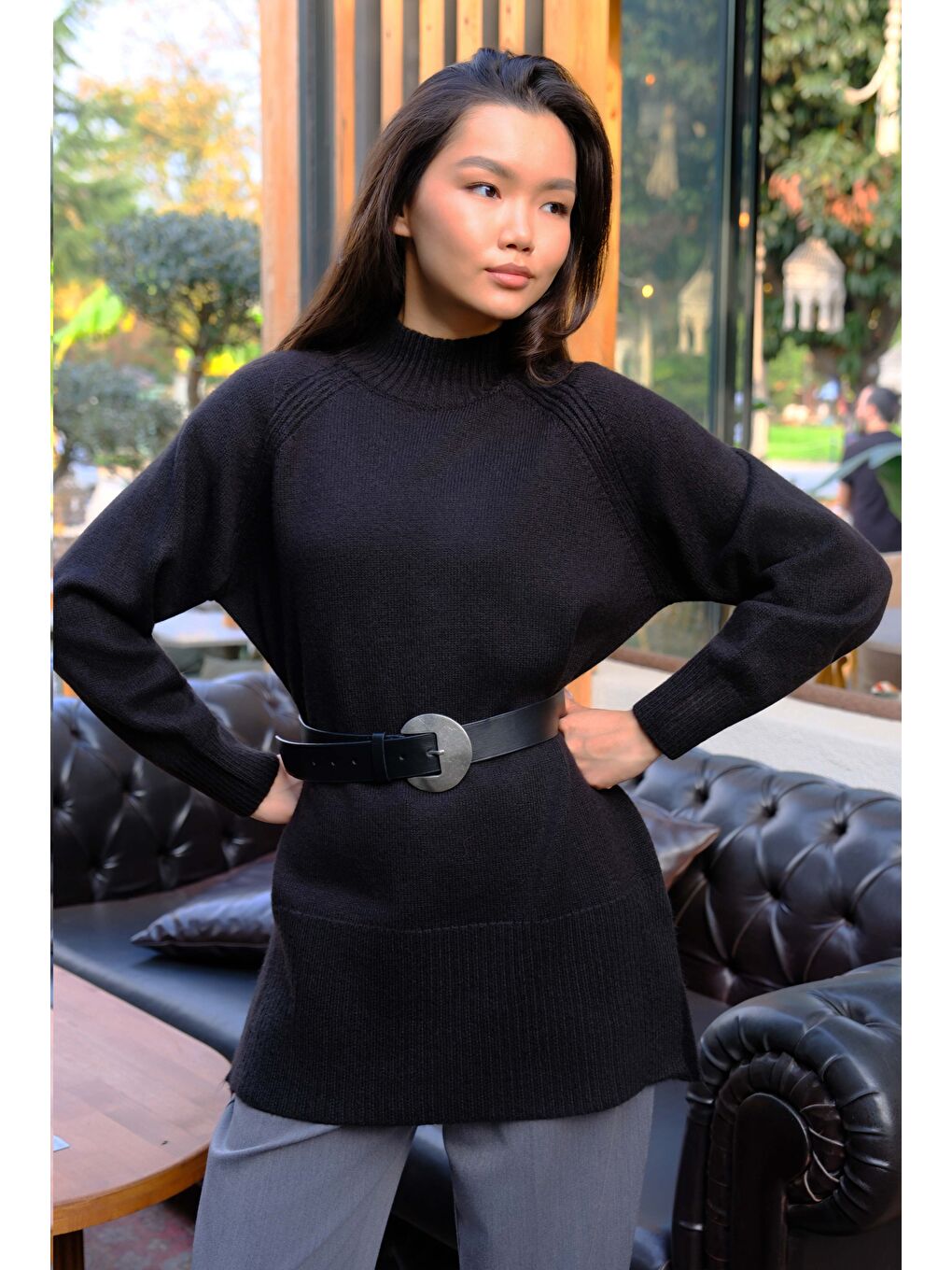 Balıkçı Yaka Basic Kazak Siyah-2