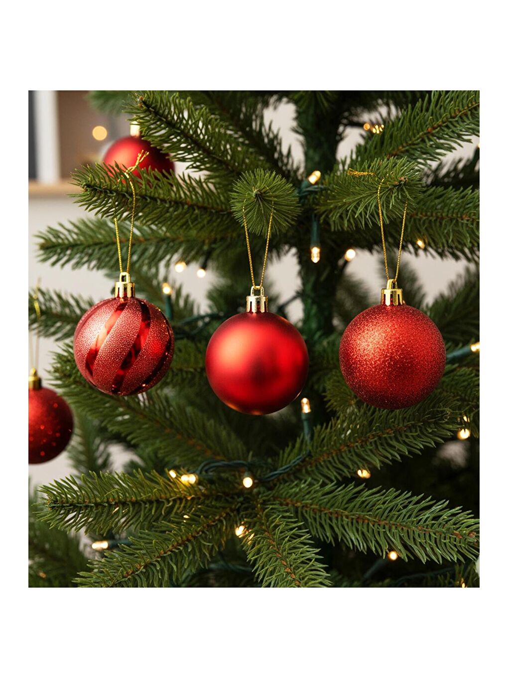 Karışık Yılbaşı Ağaç Süsü Top Seti – 6 Adet