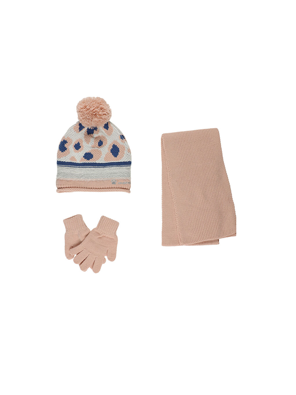 Pembe Kız Çocuk Şapka Eldiven Set-6
