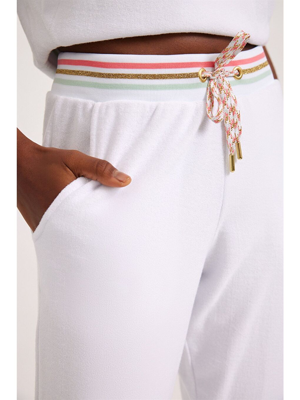 Fun Giraffe Kadın Havlu Pijama Altı Beyaz-1