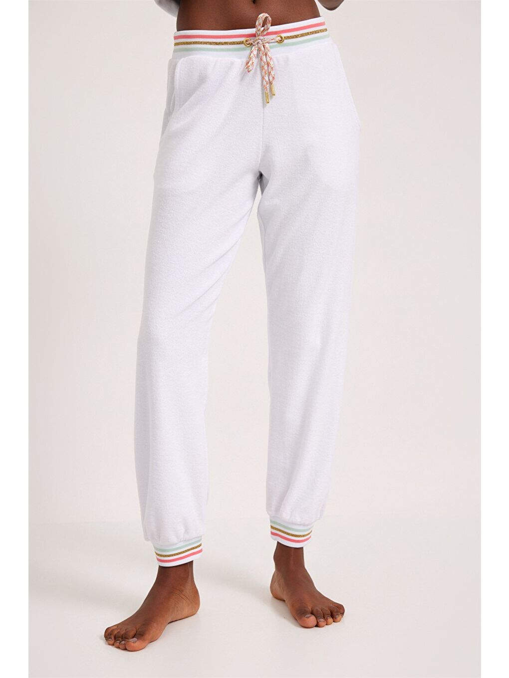 Fun Giraffe Kadın Havlu Pijama Altı Beyaz-2