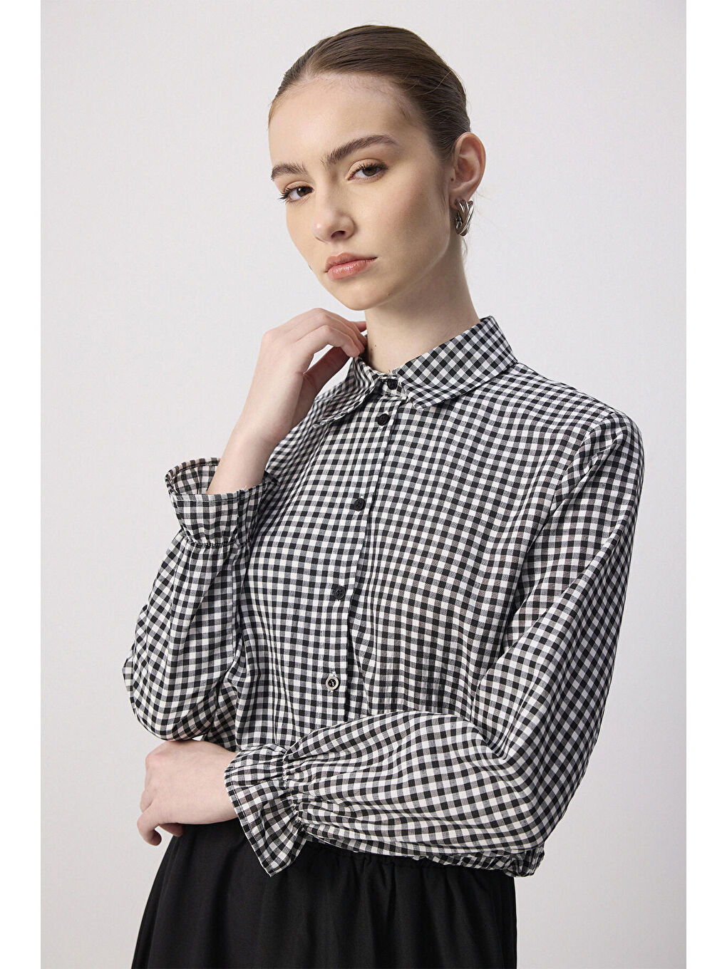 Siyah Ekoseli Gömlek Etek Takım-1