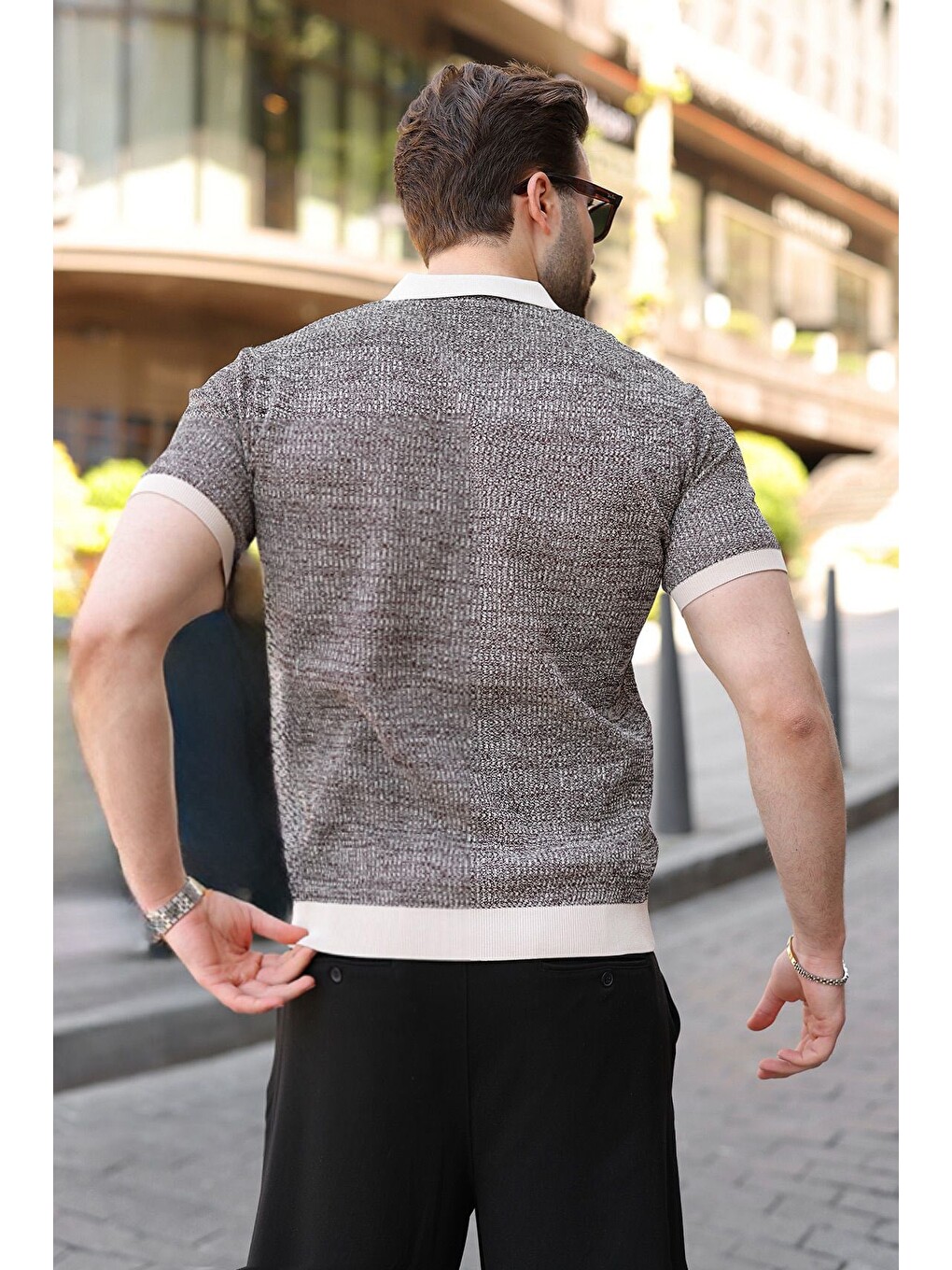 Bej Taş Rengi Polo Yaka Regular Fit Erkek Triko Tişört E7496-3