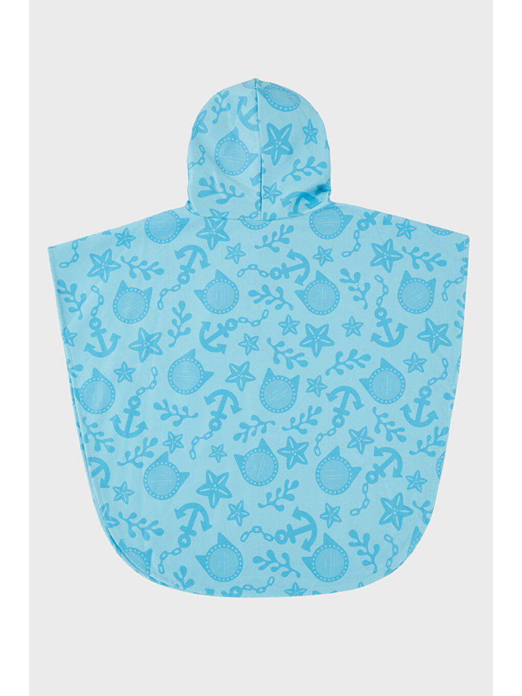 Mavi Mercat Desenli Pamuklu Kapüşonlu Uv Korumalı Havlu Panço SP2512120000-1