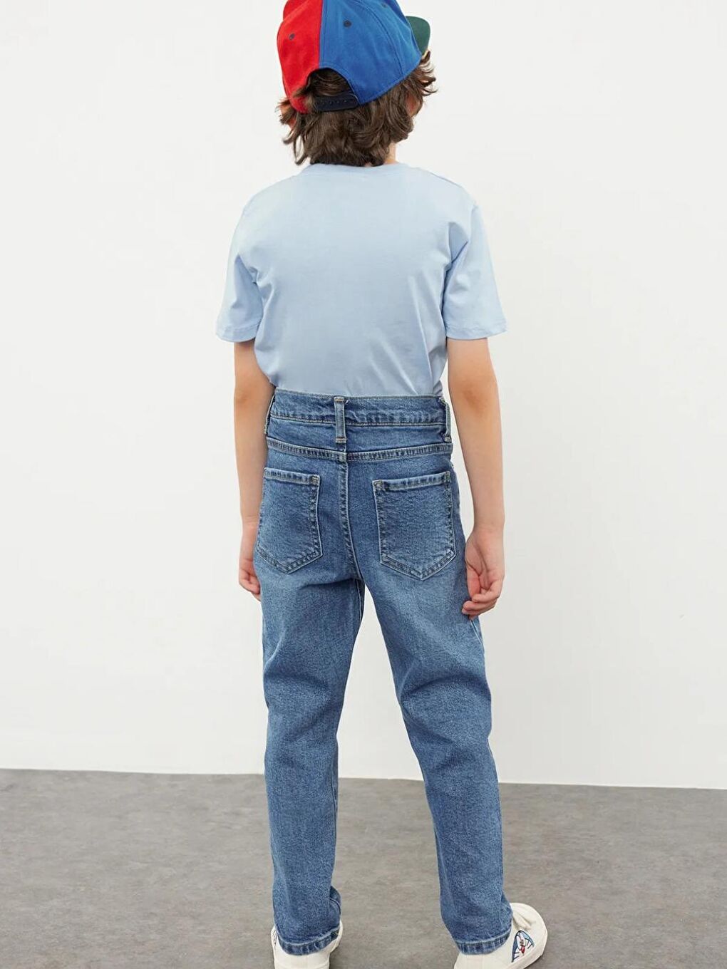 Mavi Renk Erkek Çocuk Skinny Esnek Lastikli Denim Pantolon Jean-1