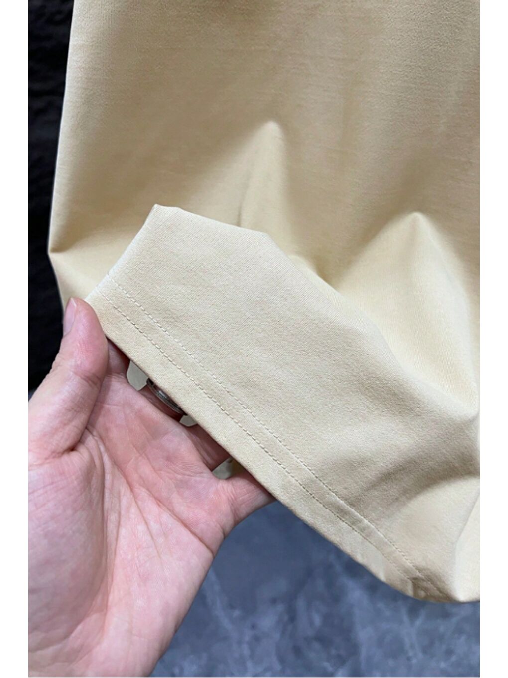 Bej Erkek %100 Organik Pamuklu Kalın Dokulu Comfort Fit Bisiklet Yakalı T-shirt-2