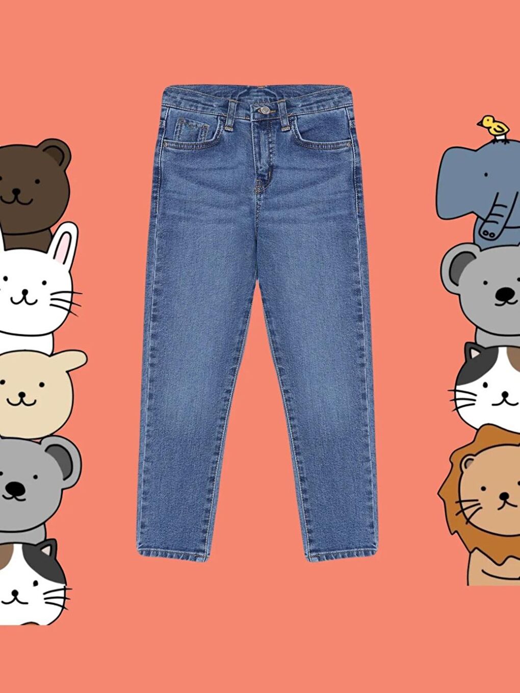 Mavi Renk Erkek Çocuk Skinny Esnek Lastikli Denim Pantolon Jean-2