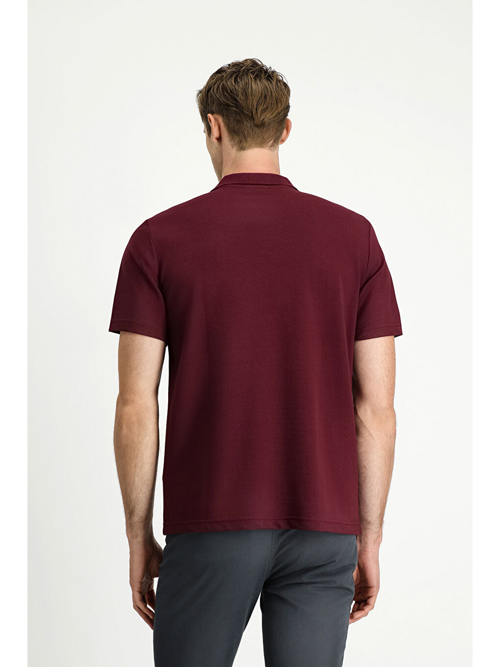 Bordo Regular Fit Pamuklu Nakışlı Cepli Polo Yaka Tişört-4