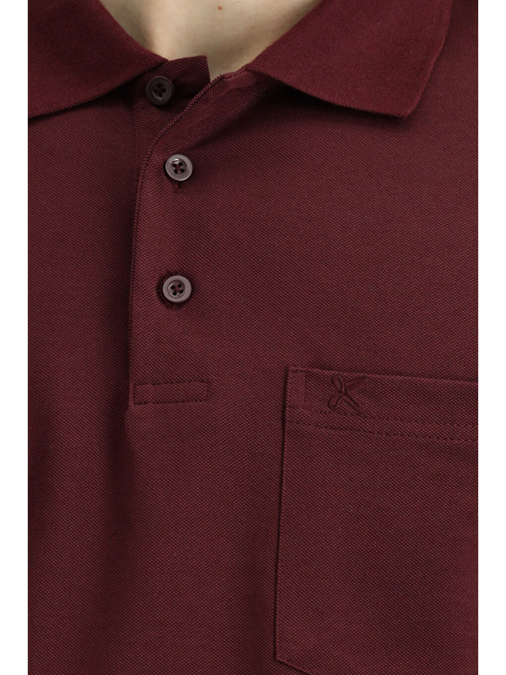 Bordo Regular Fit Pamuklu Nakışlı Cepli Polo Yaka Tişört-5