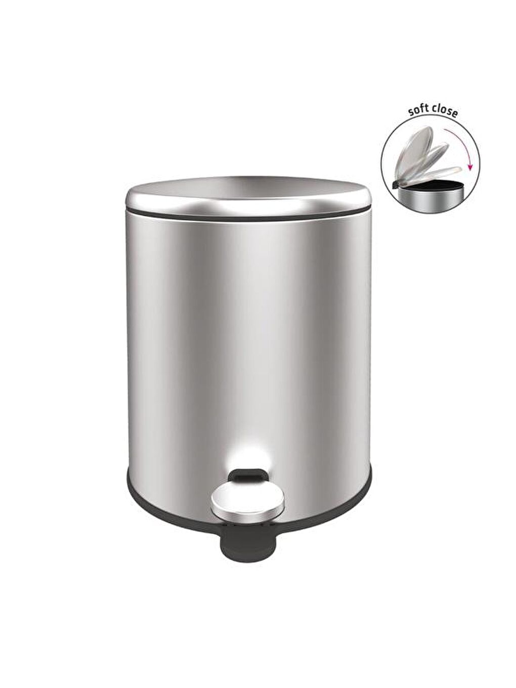 Cigo Paslanmaz Çelik Pedallı Banyo Çöp Kovası - Gri - 6 lt