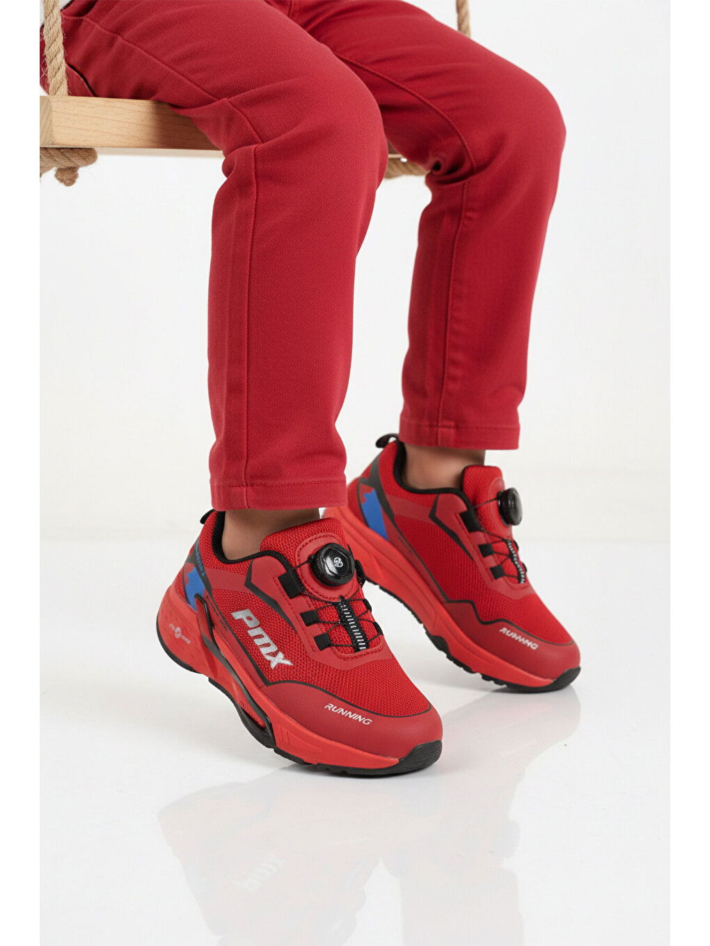 Kırmızı Misina Bağcıklı Fileli Hafif Kız Çocuk Spor Ayakkabı 2036 F-2