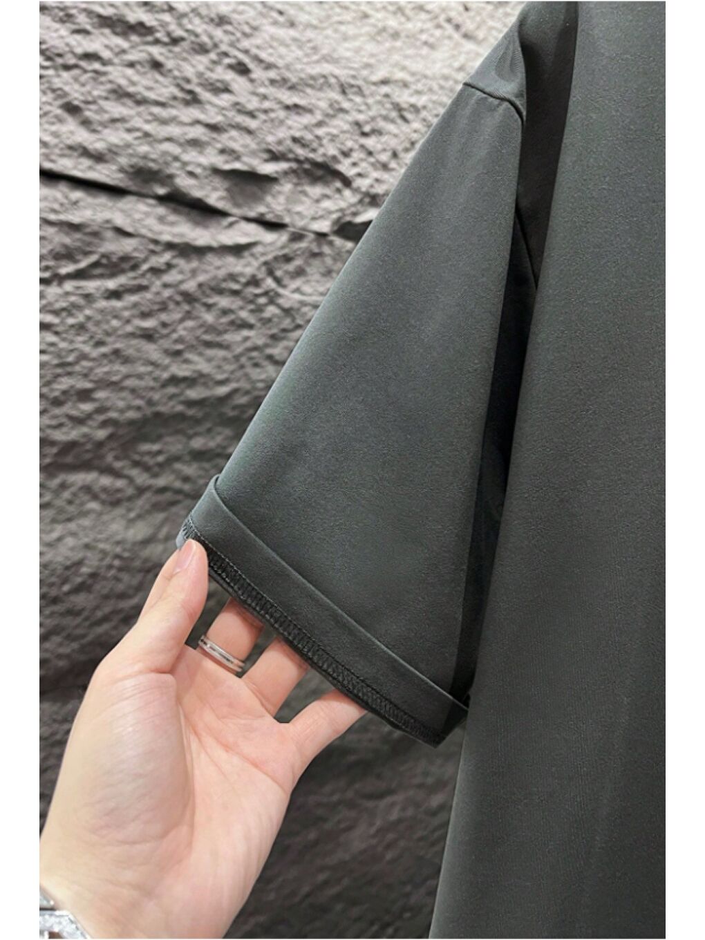 Gri Erkek %100 Organik Pamuklu Kalın Dokulu Comfort Fit Bisiklet Yakalı T-shirt-3