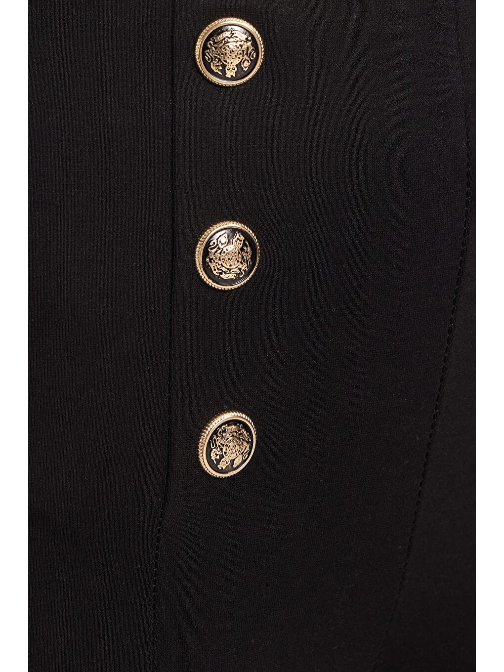 Kadın Slim Fit Dar Kesim Beli Lastikli Düğme Detaylı Siyah Tayt-4