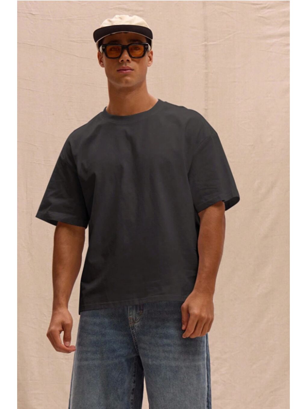 Siyah Erkek %100 Organik Pamuklu Kalın Dokulu Comfort Fit Bisiklet Yakalı T-shirt