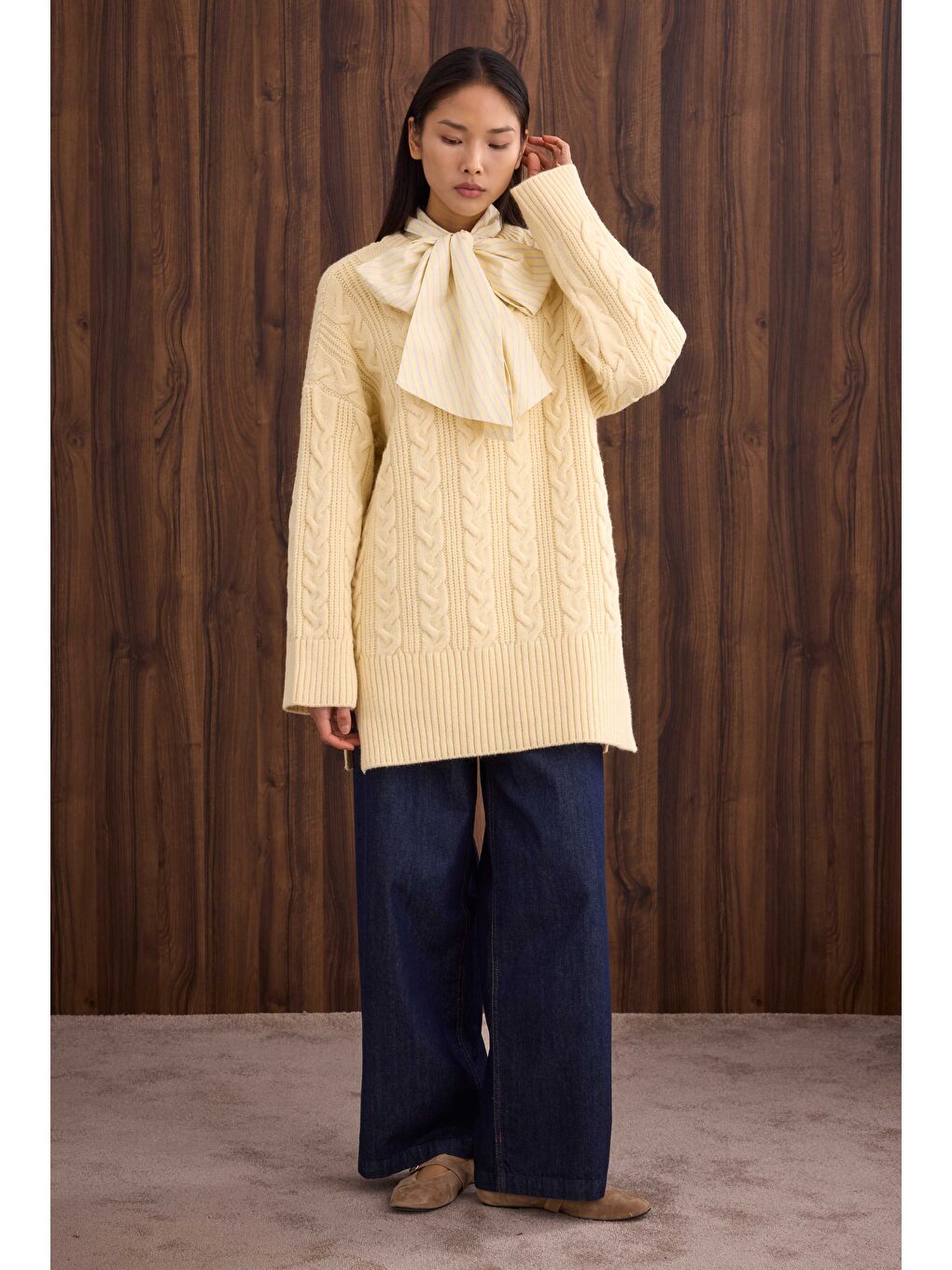 Sarı Örgülü Uzun Kazak Tereyağ-4