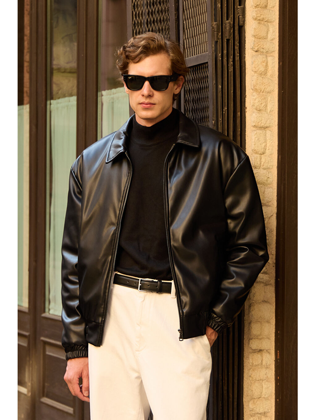 Erkek Limited Edition Deri Mont Ceket Siyah-1