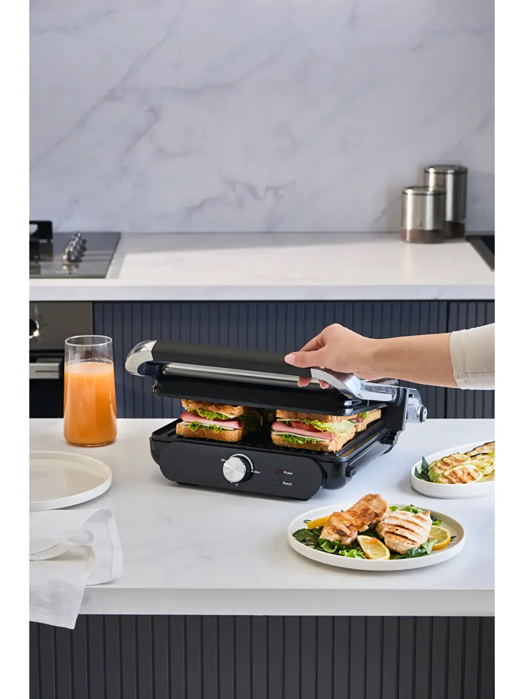 Grilliant 1366H Inox Gövdeli Çıkarılabilir Döküm Plakalı Tost ve Izgara Makinesi-1