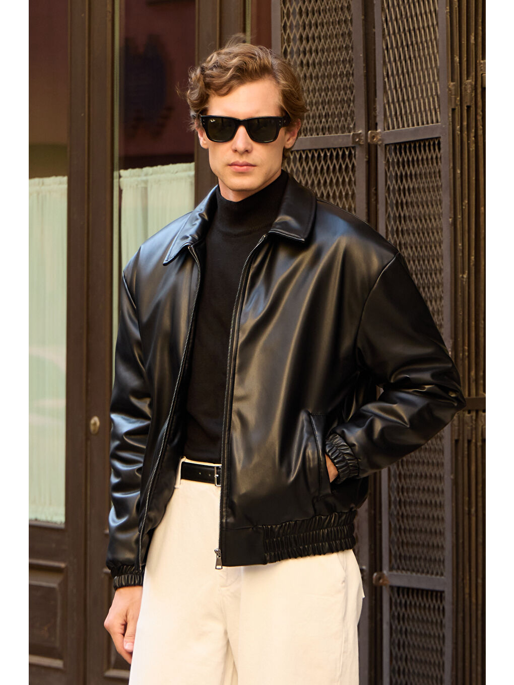 Erkek Limited Edition Deri Mont Ceket Siyah-3