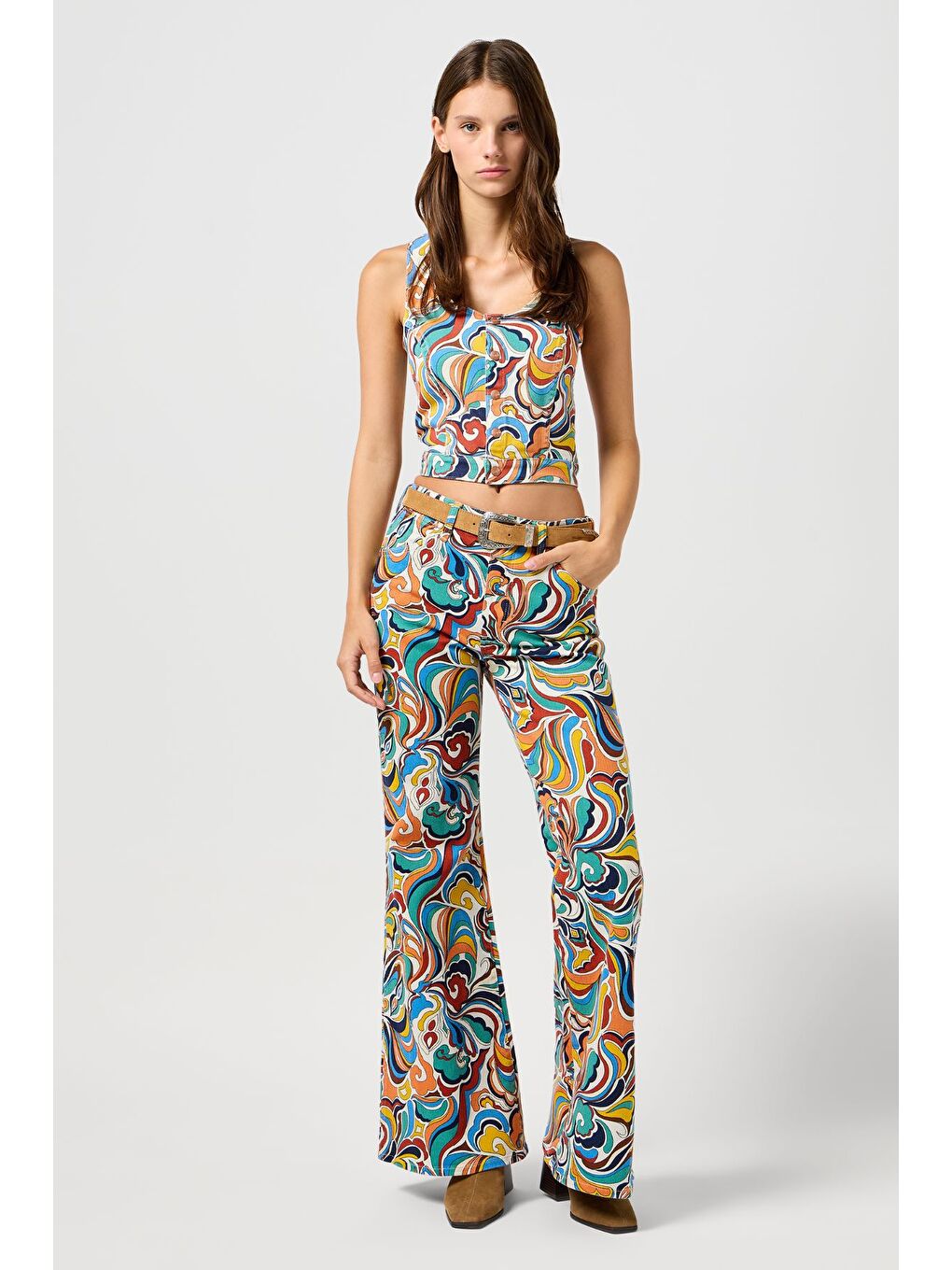 Karışık Slim Fit Dar Kesim V Yaka Çok Renkli Pamuklu Esnek Bluz