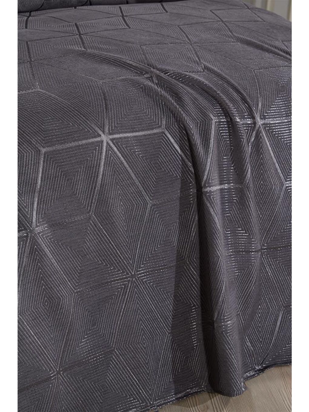 Verona 3 Parça Çift Kişilik Yatak Örtüsü Antrasit-3
