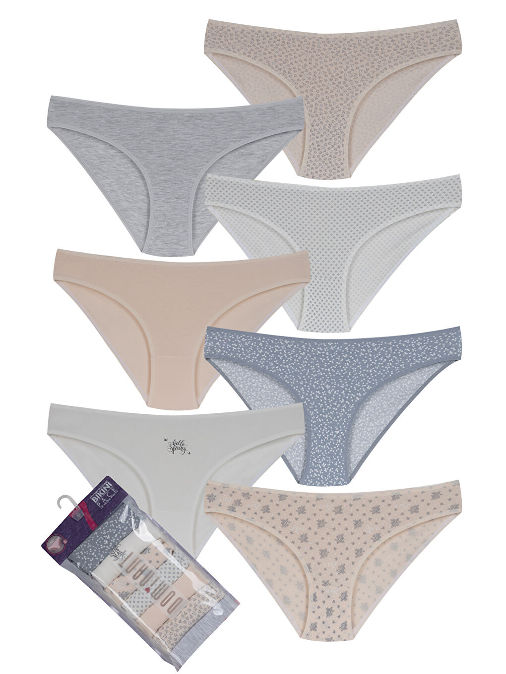 Karışık Kadın Soft Renk Pamuklu Külot 7'li Paket-1