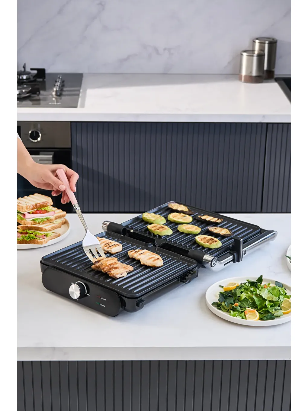 Grilliant 1366H Inox Gövdeli Çıkarılabilir Döküm Plakalı Tost ve Izgara Makinesi-3
