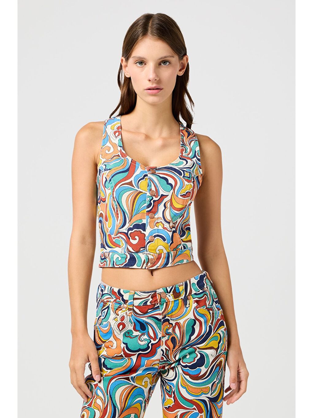 Karışık Slim Fit Dar Kesim V Yaka Çok Renkli Pamuklu Esnek Bluz-1