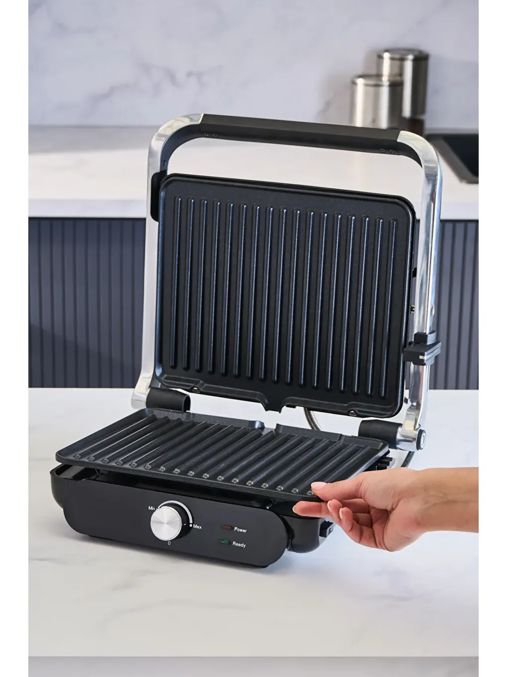 Grilliant 1366H Inox Gövdeli Çıkarılabilir Döküm Plakalı Tost ve Izgara Makinesi-4