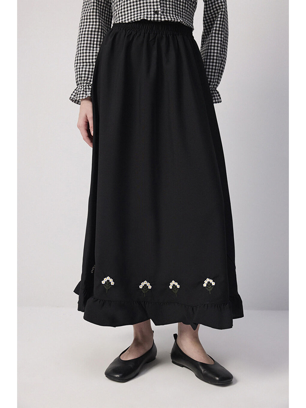 Siyah Ekoseli Gömlek Etek Takım-4