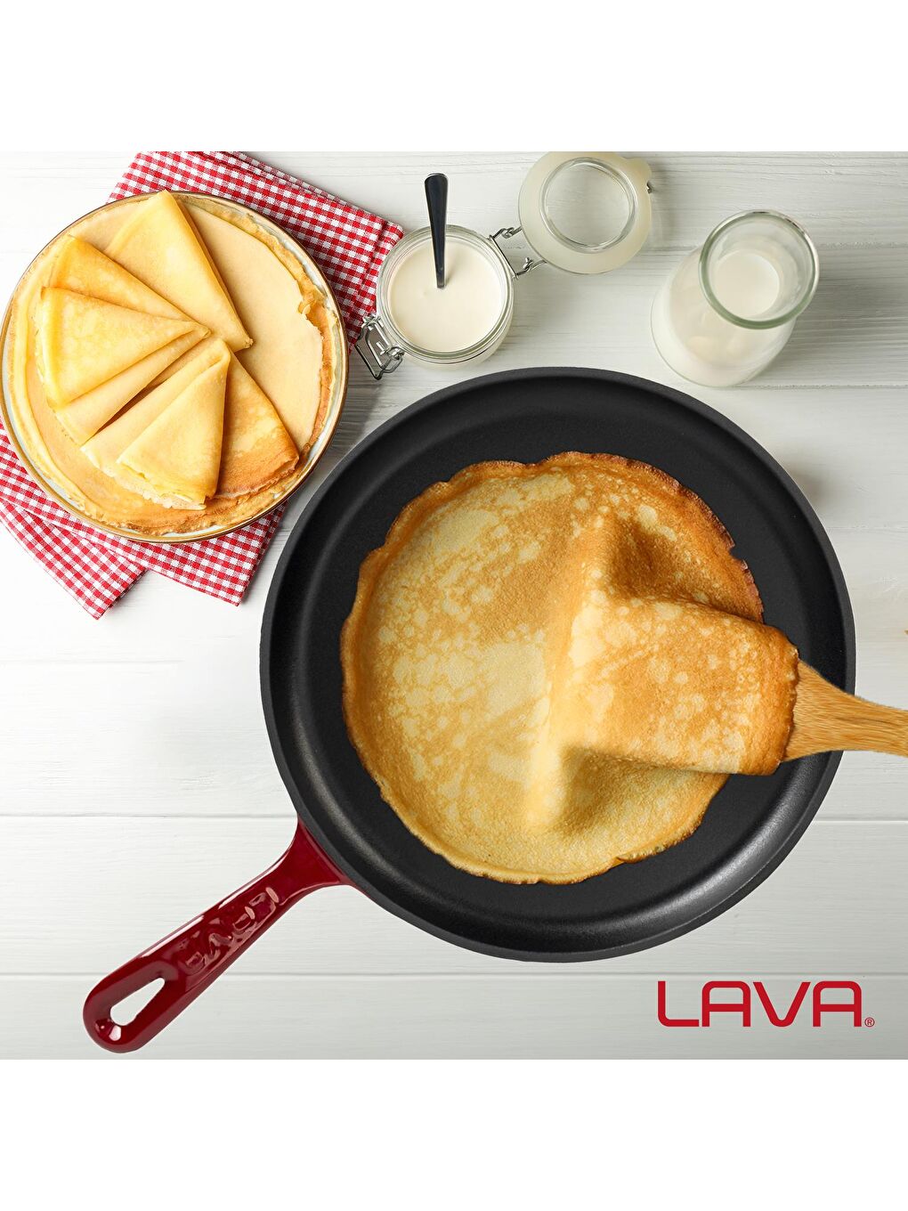 Bordo Yuvarlak Pizza Krep Pankek Tavası Döküm Demir Yekpare Saplı Çap(Ø)26cm.-6