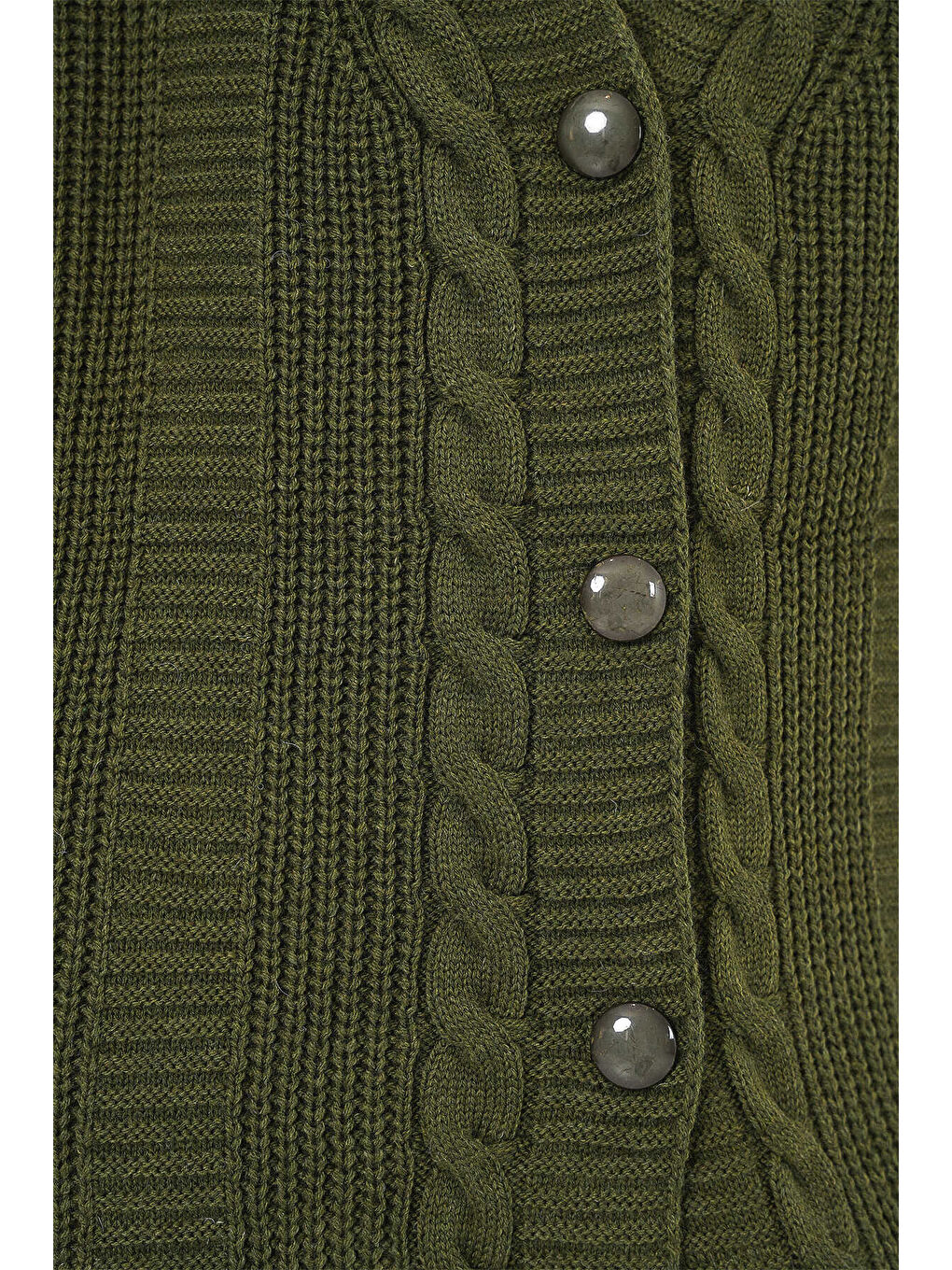 Haki Kadın Tesettür Triko Hırka 15768-2