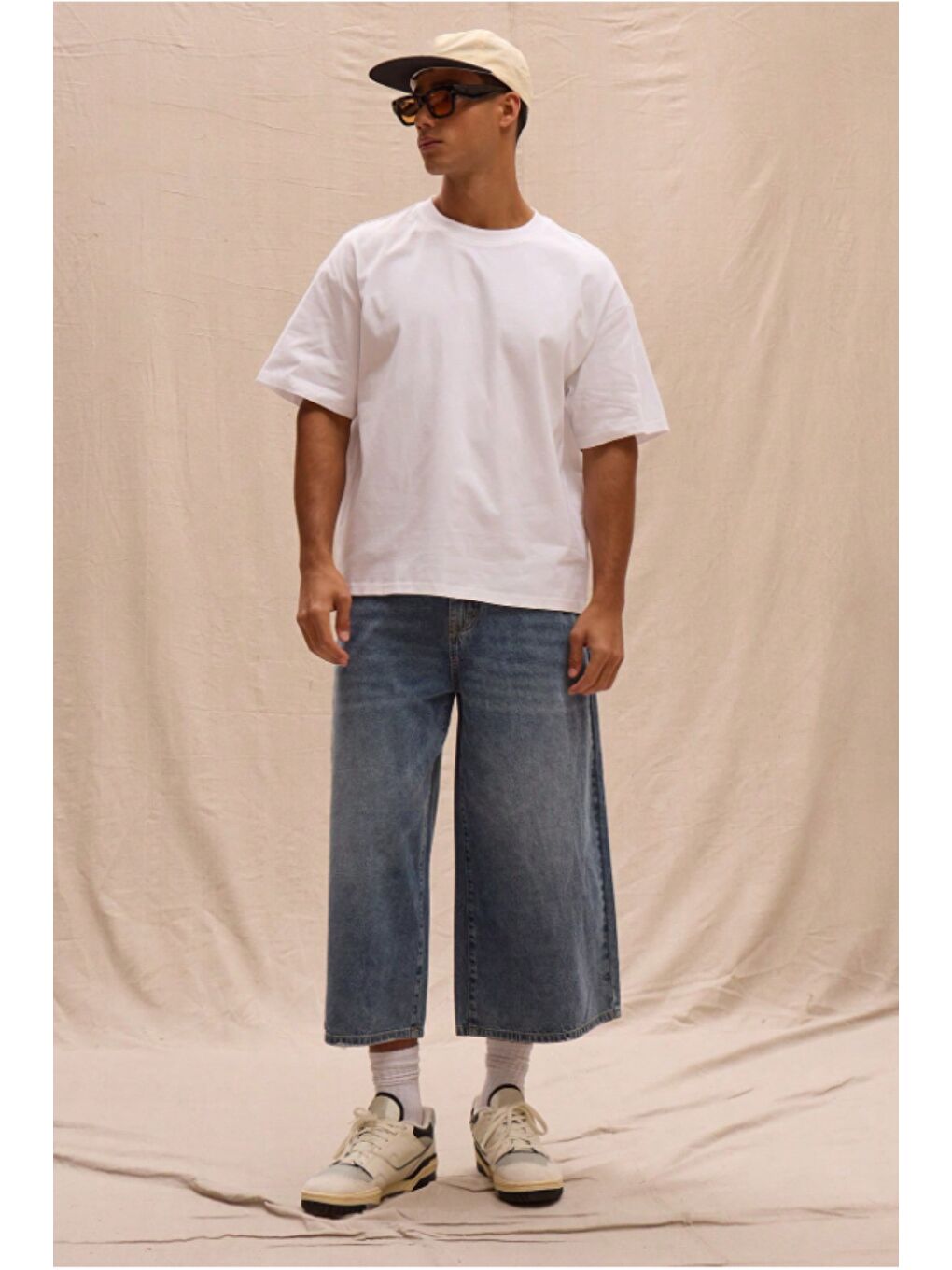 Beyaz Erkek %100 Organik Pamuklu Kalın Dokulu Comfort Fit Bisiklet Yakalı T-shirt-1