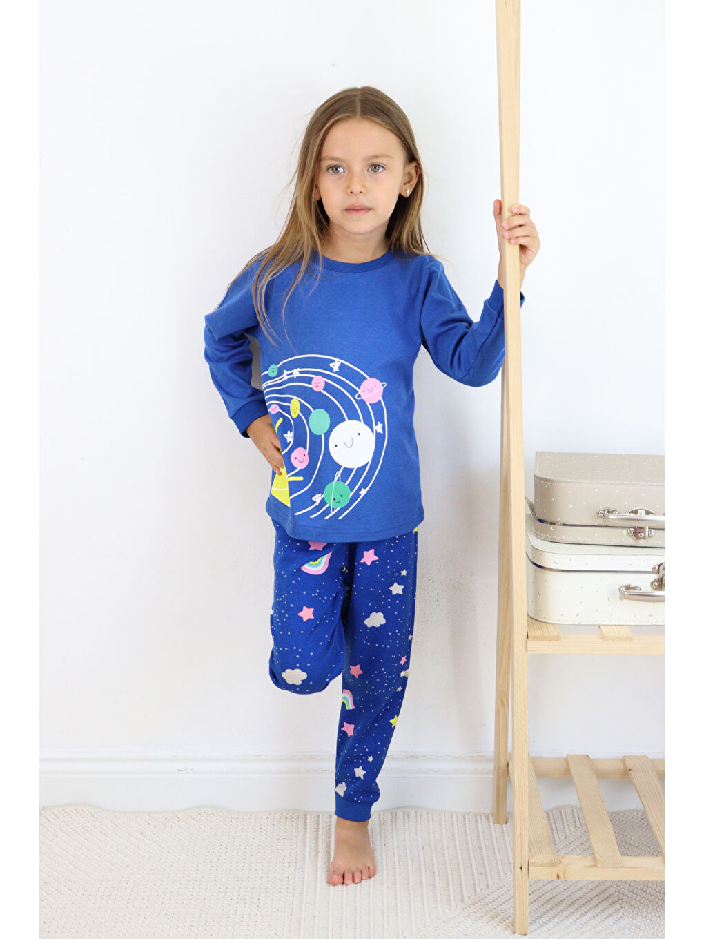 Harika KIDS Lacivert Kız-erkek (UNİSEX) Çocuk Interlok Kumaş Orta Kalınlıkta Pamuklu Pijama Takımı - 3